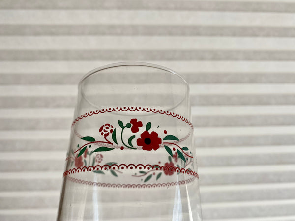 Set of 3 Vintage Red Flowers Drinking Glasses