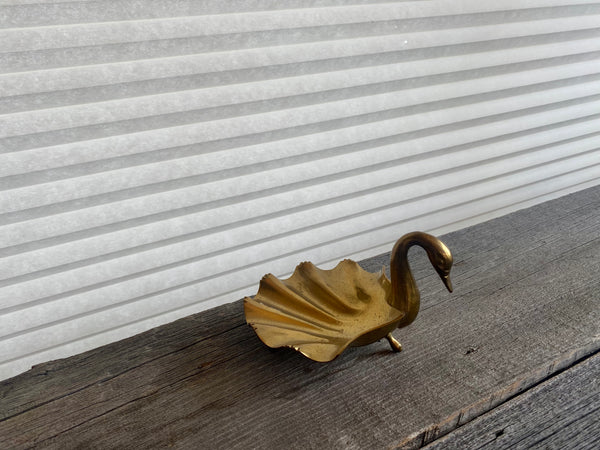 Vintage Brass Swan Dish