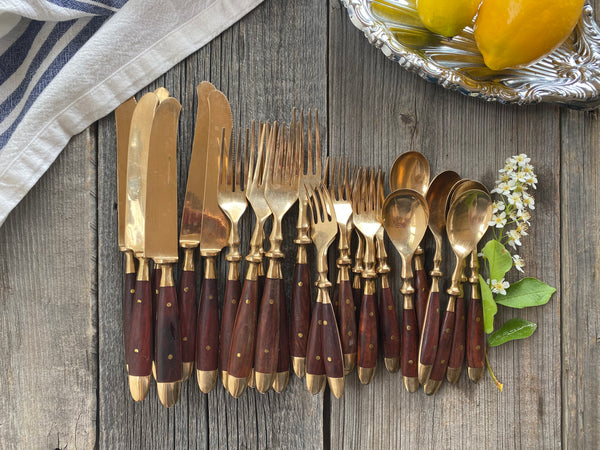 Individual Vintage Johny's Gems Brass and Wood Utensil