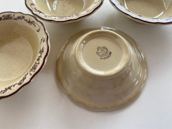 Individual Vintage Syracuse China Brown Rimmed Small Bowl