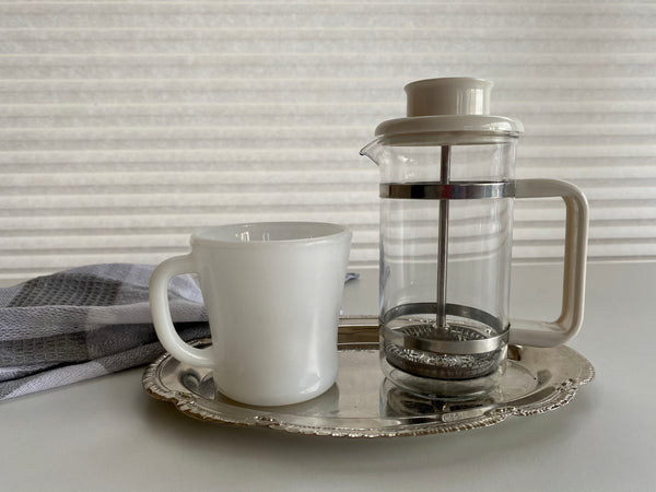 Vintage Small White Pyrex French Press