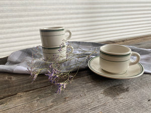 Tuxton China Green Bay Stacking Teacup and Saucer