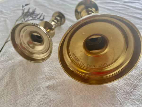 Set of 2 Vintage Brass Candlestick Holders