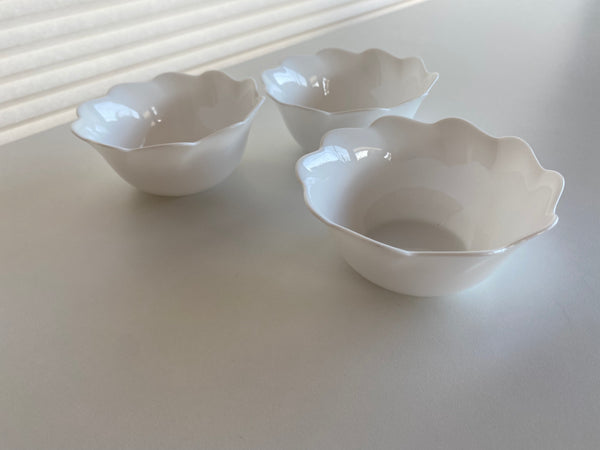 Individual Vintage Arcopal White Dessert Bowls