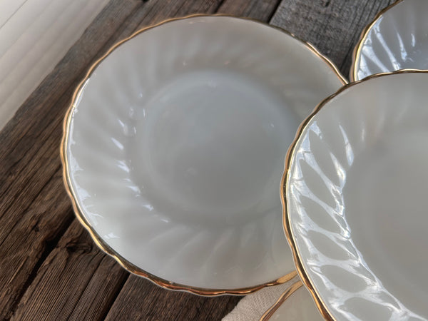 Copy of Vintage Individual Fire King Swirl Gold Rimmed Salad Plates