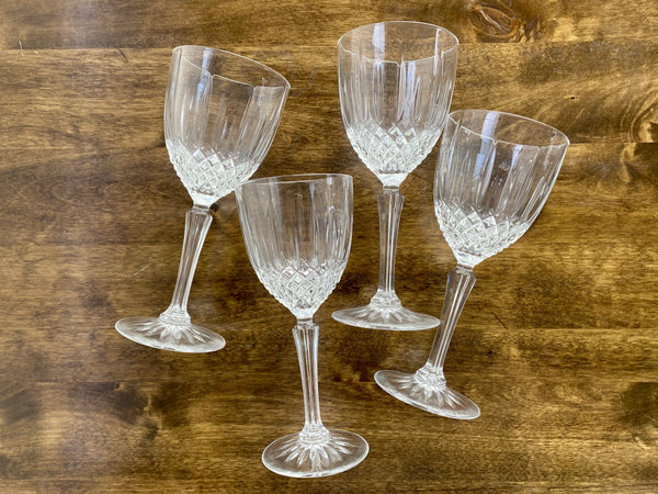 Set of 4 Vintage Cristal d’Arques Durand Constance Wine Glasses