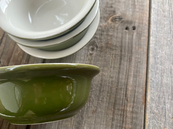 Individual Vintage Hall Pottery Olive Green Bowl