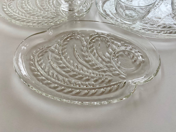 Vintage Individual Federal Glass Snack Tray and Teacup (2-Piece)