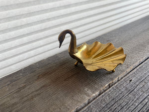 Vintage Brass Swan Dish