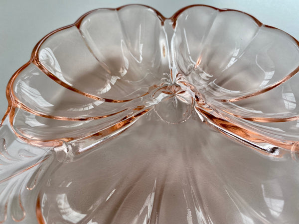 Vintage Jeanette Glass Pink Clover Dish