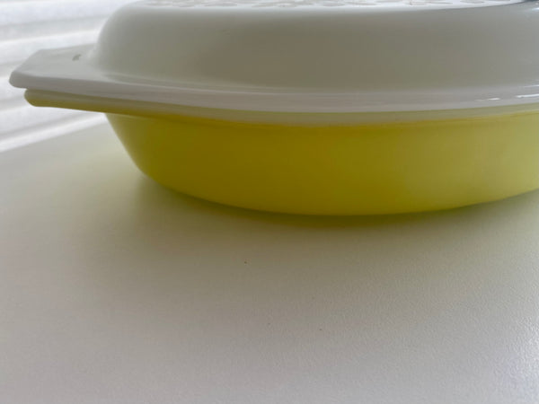 Vintage Pyrex Verde Olive Divided Casserole Dish with Lid