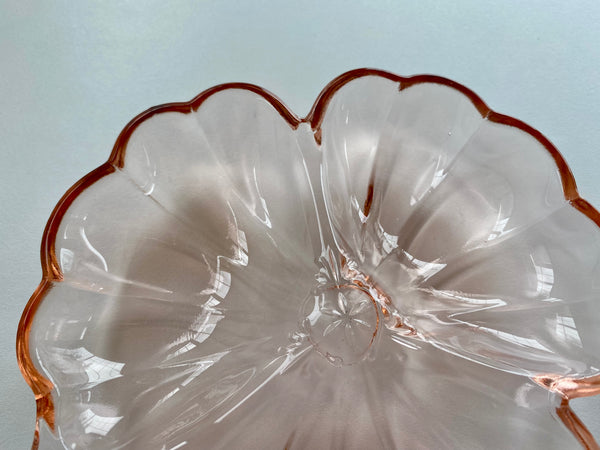 Vintage Jeanette Glass Pink Clover Dish