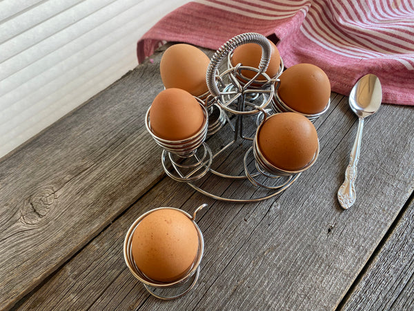 Vintage Wire Egg Rack and Holders