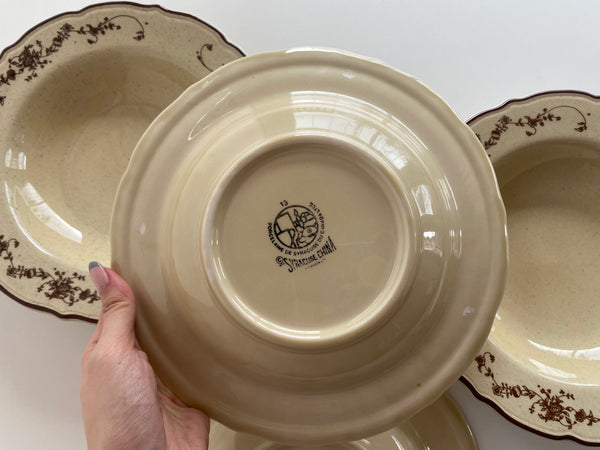 Individual Vintage Syracuse China Brown Rimmed Pasta Bowl