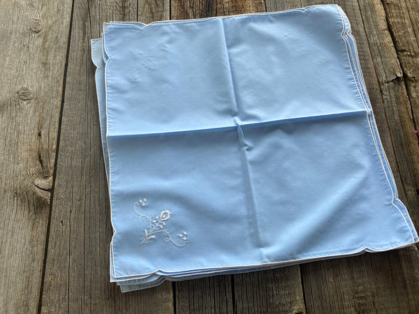 Individual Vintage Blue Embroidered Napkin