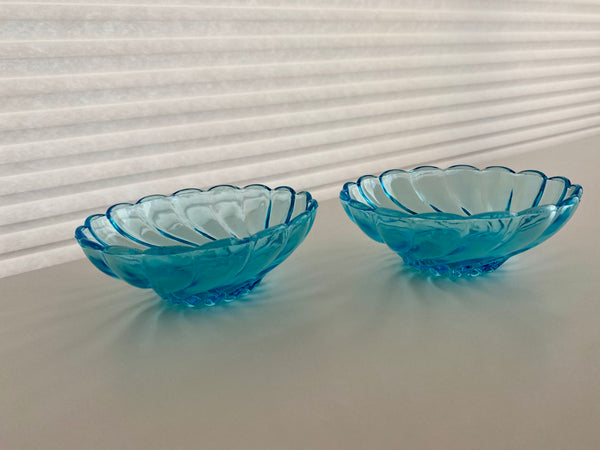 Set of 2 Vintage Hazel Atlas Blue Swirl Dessert Bowls