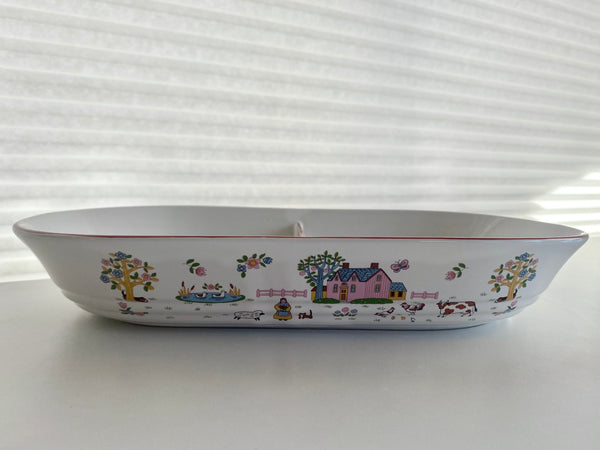 Vintage Country House Japan Divided Large Baking Dish