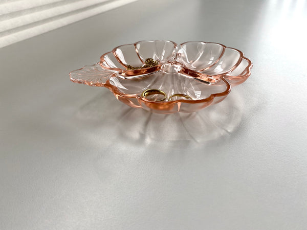 Vintage Jeanette Glass Pink Clover Dish