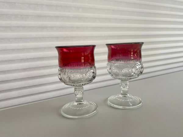 Set of 2 Vintage Tiffin-Franciscan King's Crown Wine Goblets