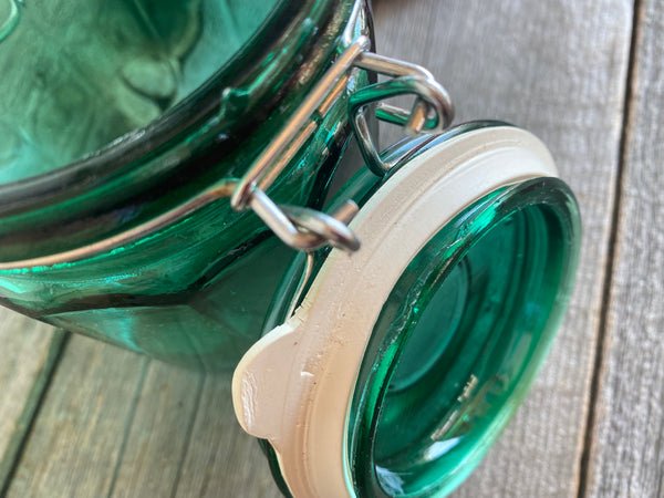 Set of 2 Vintage Green Jars