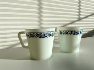 Vintage Set of 2 Pyrex Old Town Blue Mugs