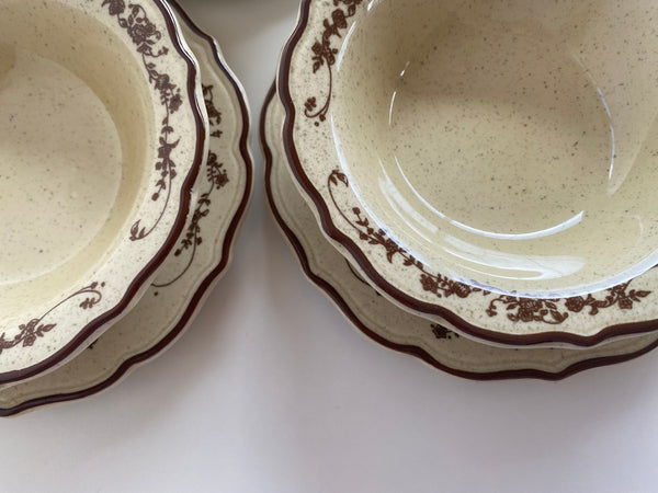 Individual Vintage Syracuse China Brown Rimmed Small Bowl