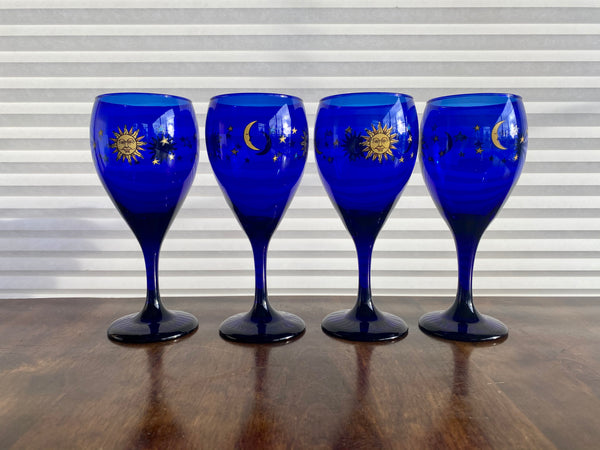 Set of 4 Vintage Libbey Celestial Wine Glasses