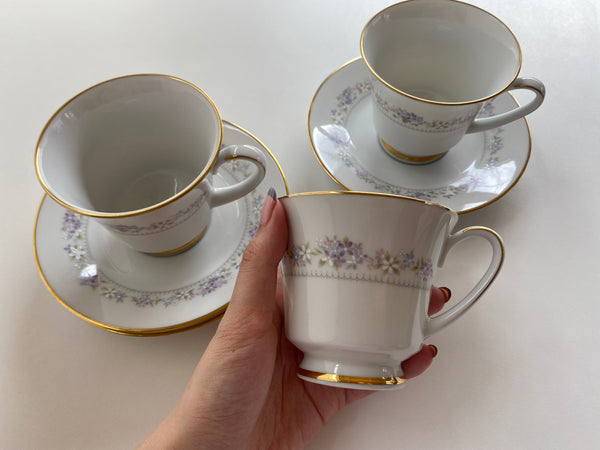 Individual Vintage Noritake Lilac Time Teacup and Saucer (2-Piece)