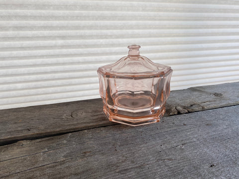 Vintage Indiana Glass Concord Pink Lidded Candy Dish