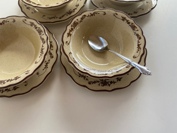 Individual Vintage Syracuse China Brown Rimmed Small Bowl