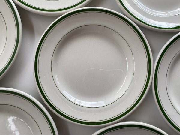 Individual  Burslem England Green Rim Bread and Butter Plates