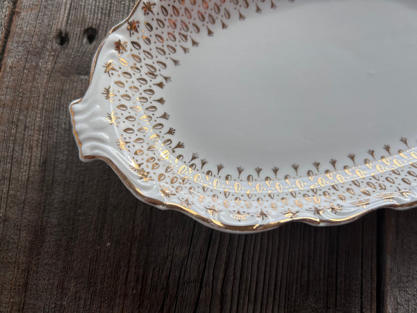 Vintage Queen Anne Gold Trim Relish Dish