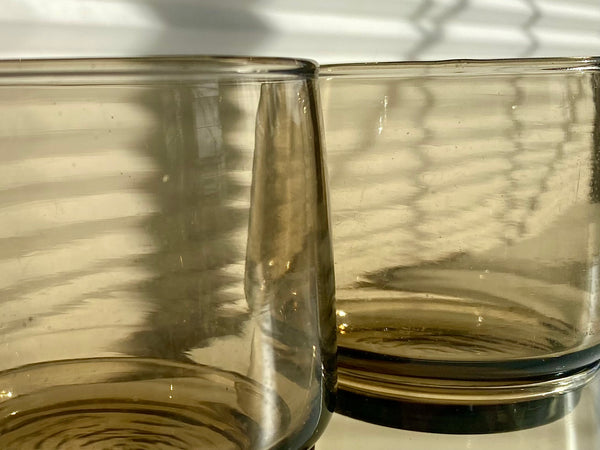 Set of 4 Vintage Dominion Glass Smoked Glass Tumbler