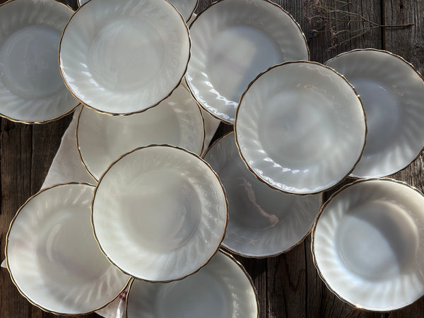 Copy of Vintage Individual Fire King Swirl Gold Rimmed Salad Plates