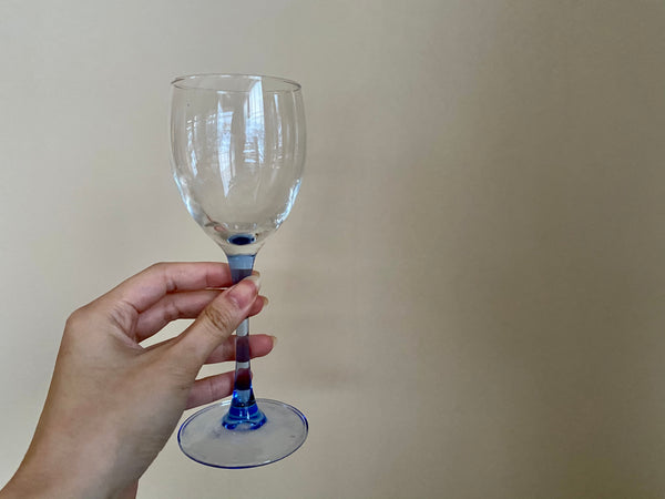 2-Piece Vintage Luminarc France Baby Blue Stemmed Wine Glasses