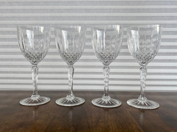 Set of 4 Vintage Cristal d’Arques Durand Constance Wine Glasses