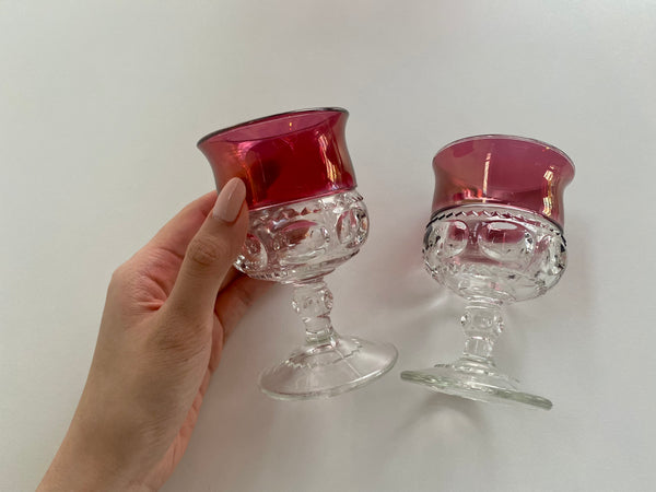 Set of 2 Vintage Tiffin-Franciscan King's Crown Wine Goblets