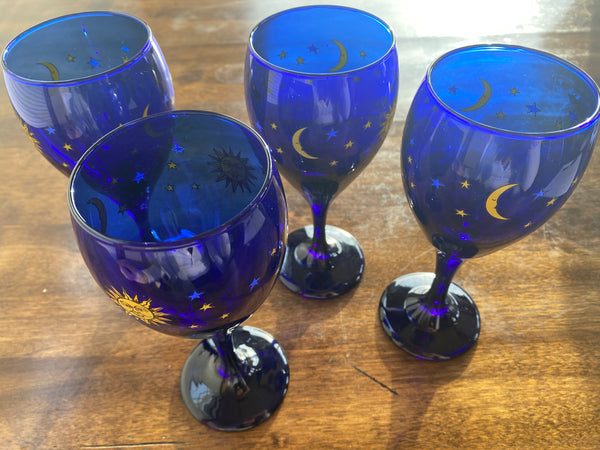 Set of 4 Vintage Libbey Celestial Wine Glasses