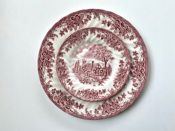 Individual Vintage Churchill The Brook Pink Dinner Plate