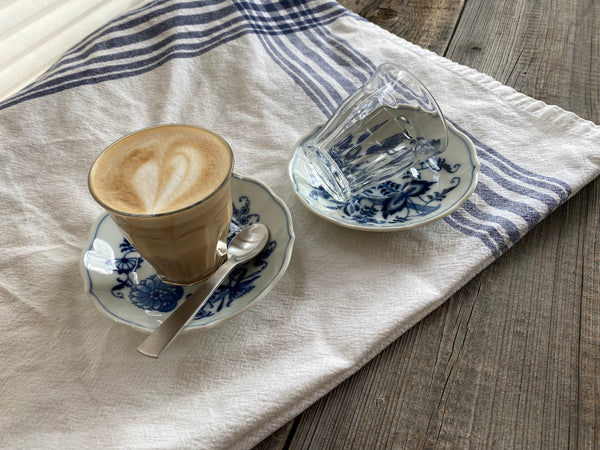 2-Piece Brand New Glass Tumbler + Vintage Blue Danube Saucer