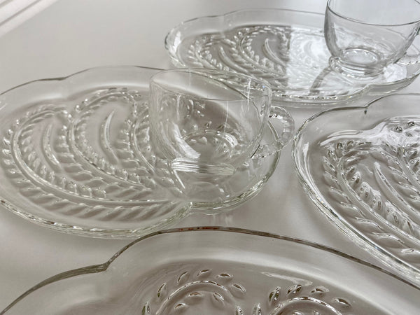 Vintage Individual Federal Glass Snack Tray and Teacup (2-Piece)