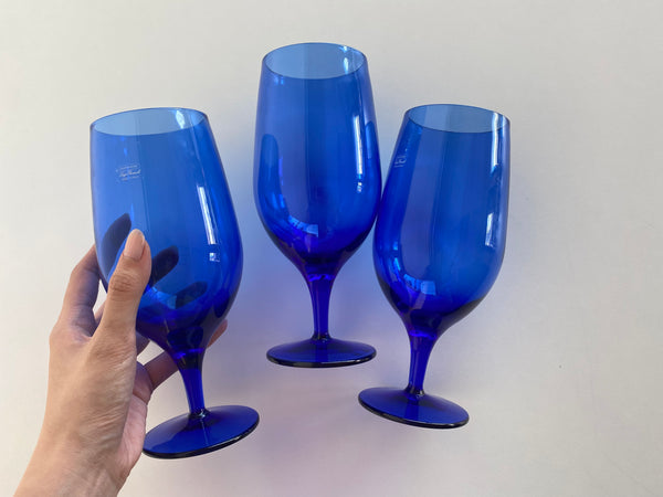 Set of 3 Vintage Bormioli Cobalt Glasses