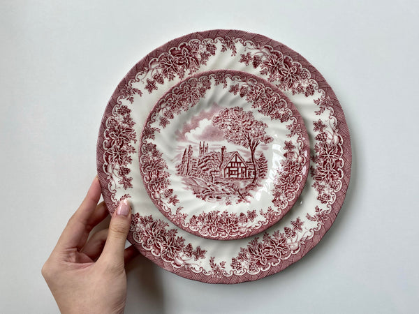 Individual Vintage Churchill The Brook Pink Dinner Plate