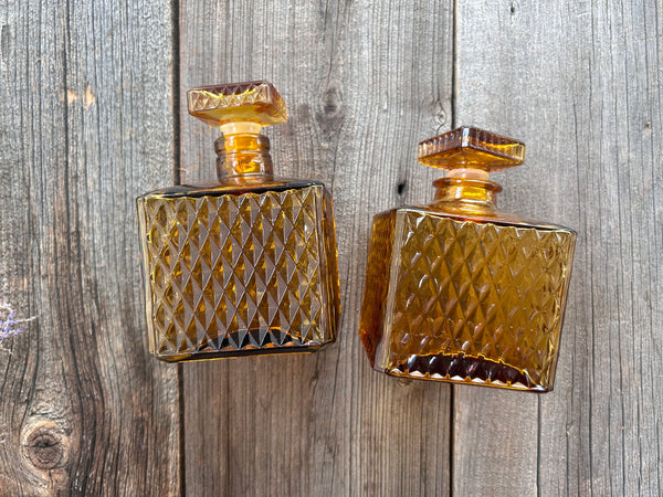 Individual Vintage Amber Glass Decanter