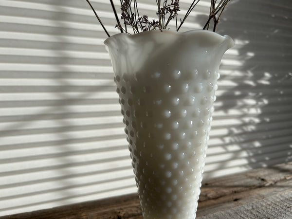 Vintage Milk Glass Hobnail Large Vase