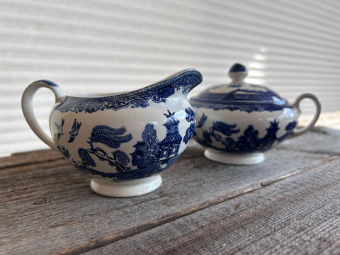 Johnson Brothers Willow Sugar and Creamer