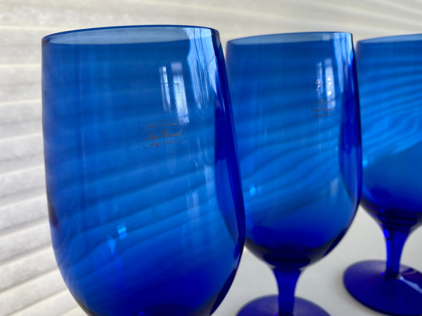 Set of 3 Vintage Bormioli Cobalt Glasses