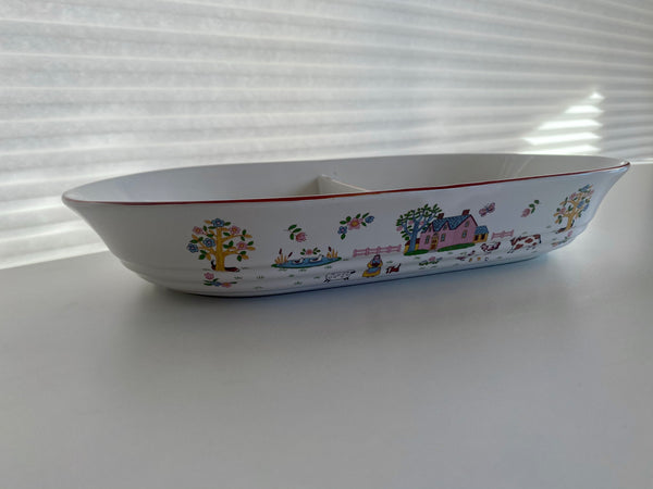 Vintage Country House Japan Divided Large Baking Dish