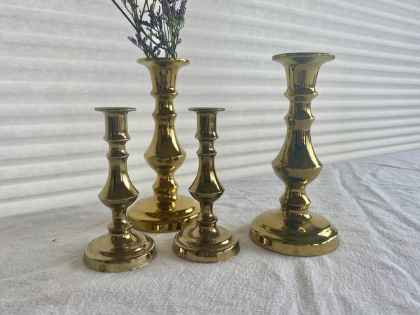 Set of 2 Vintage Brass Candlestick Holders