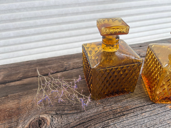 Individual Vintage Amber Glass Decanter